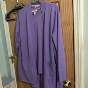 Isaac Mizrahi Crew Neck Sweater Tank and matching Hi-Low Hem Cardigan XL